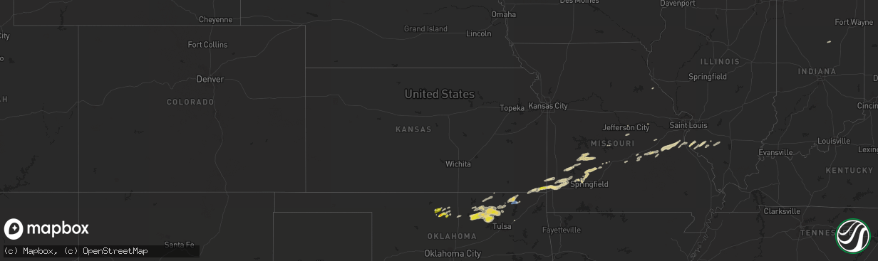 Hail map in Kansas on April 10, 2022