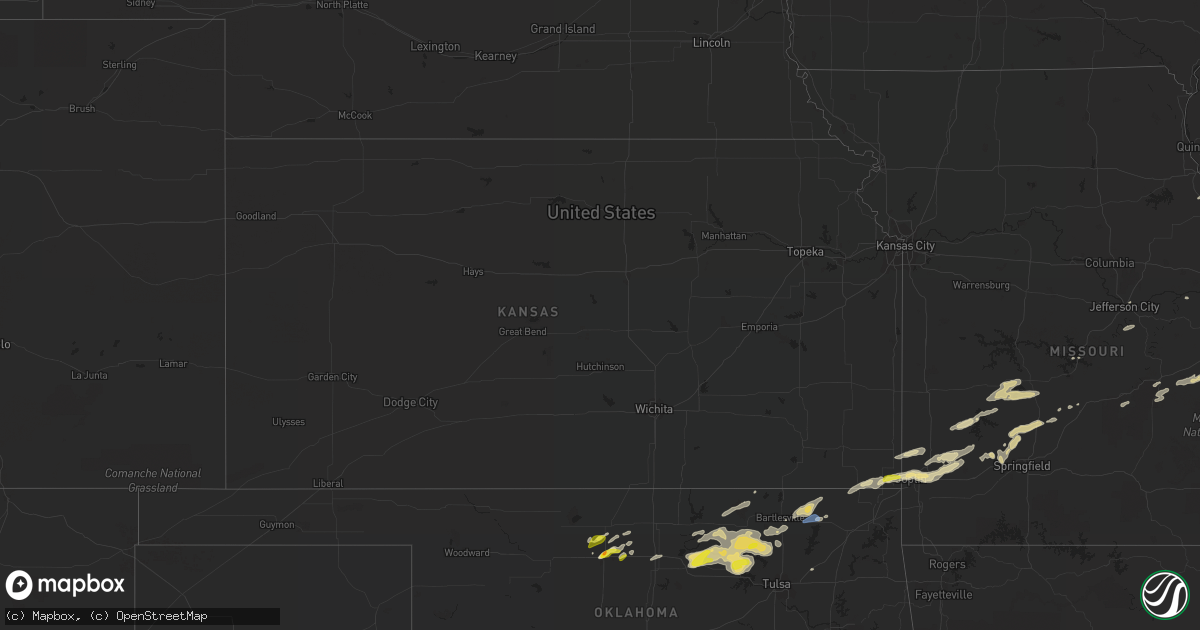 Hail map in Kansas on April 10, 2022