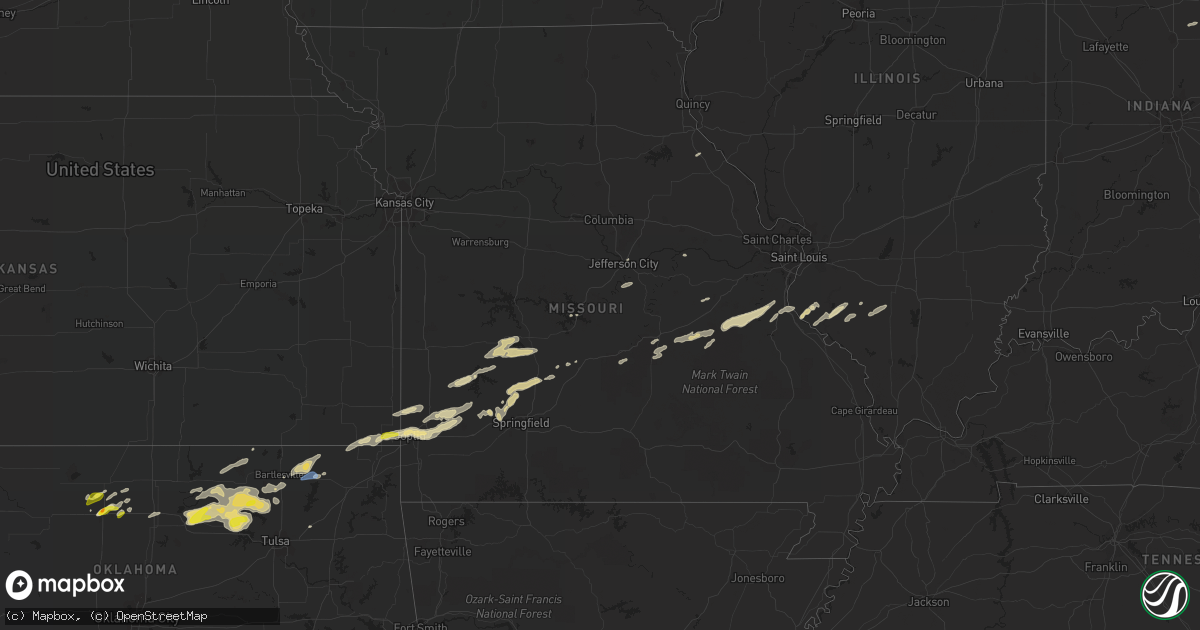 Hail map in Missouri on April 10, 2022