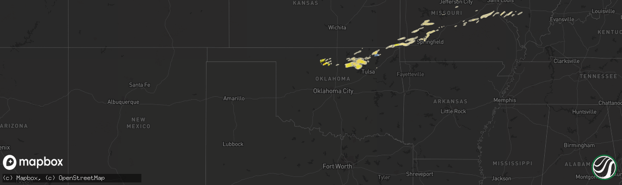 Hail map in Oklahoma on April 10, 2022