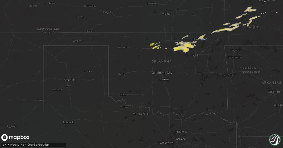 Hail map in Oklahoma on April 10, 2022
