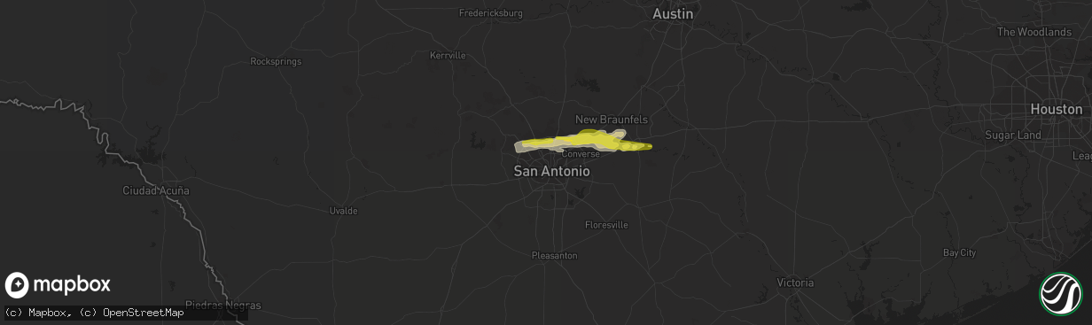 Hail map in San Antonio, TX on April 10, 2022