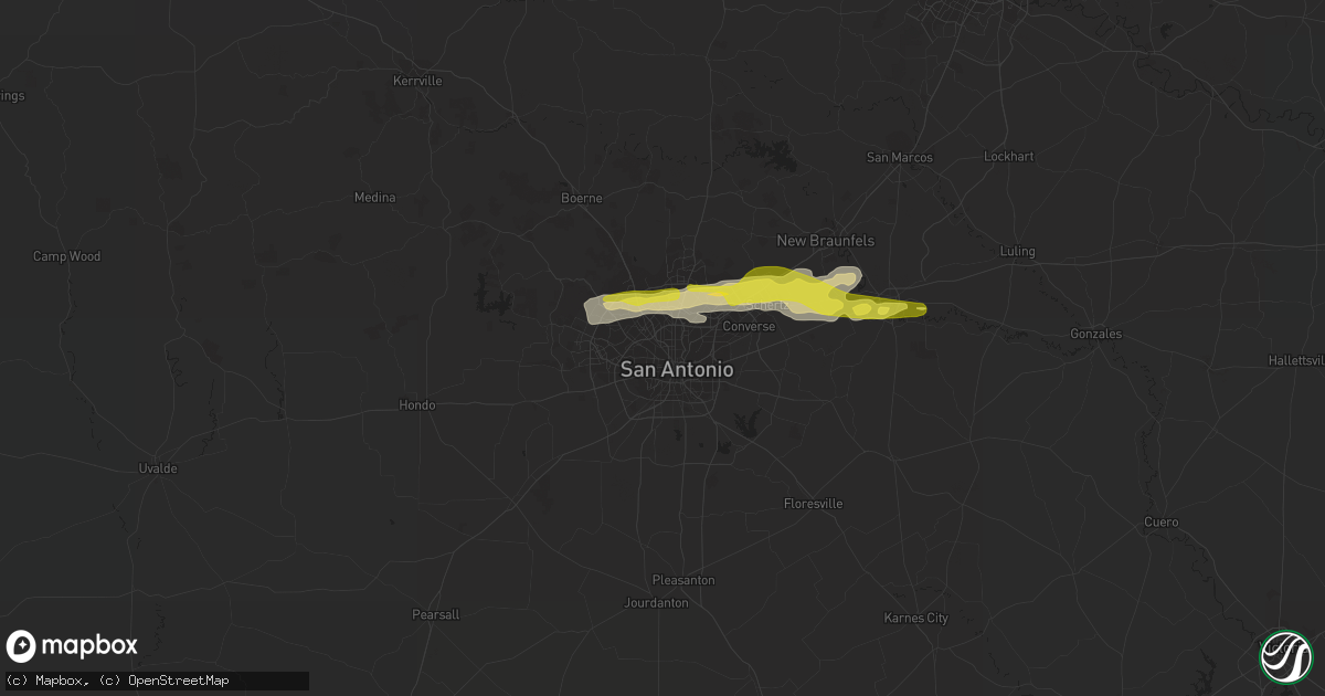 Hail map in San Antonio, TX on April 10, 2022