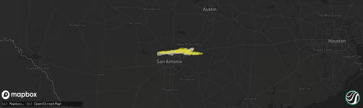 Hail map in Schertz, TX on April 10, 2022