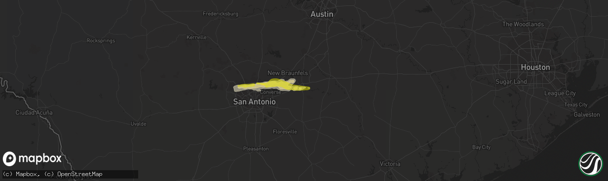 Hail map in Seguin, TX on April 10, 2022