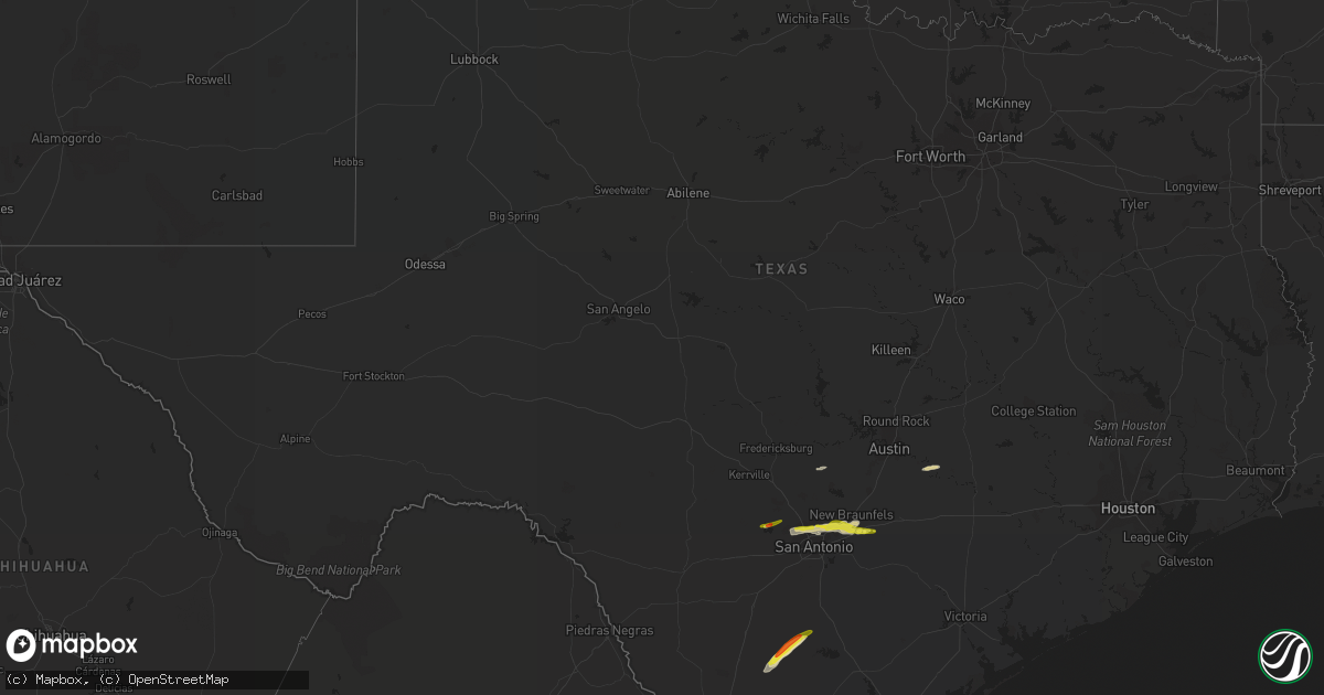 Hail map in Texas on April 10, 2022
