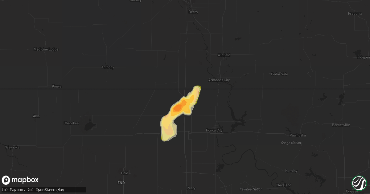 Hail map in Braman, OK on April 10, 2023