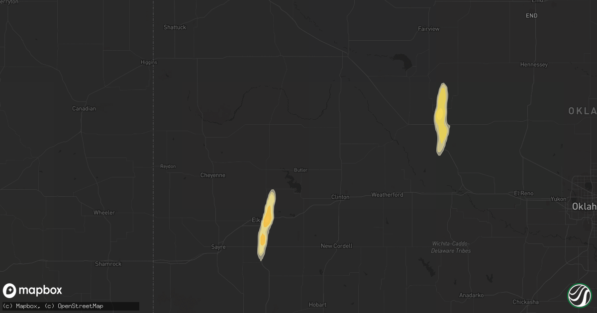 Hail map in Butler, OK on April 10, 2023