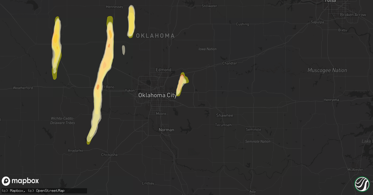 Hail map in Choctaw, OK on April 10, 2023