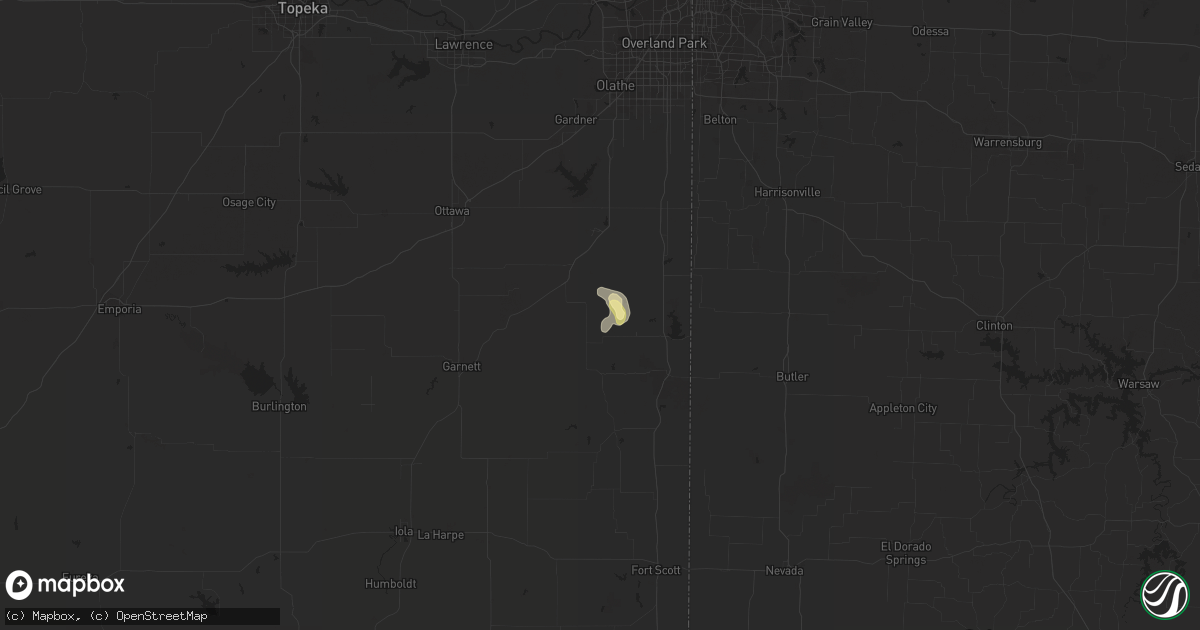 Hail map in Fontana, KS on April 10, 2023