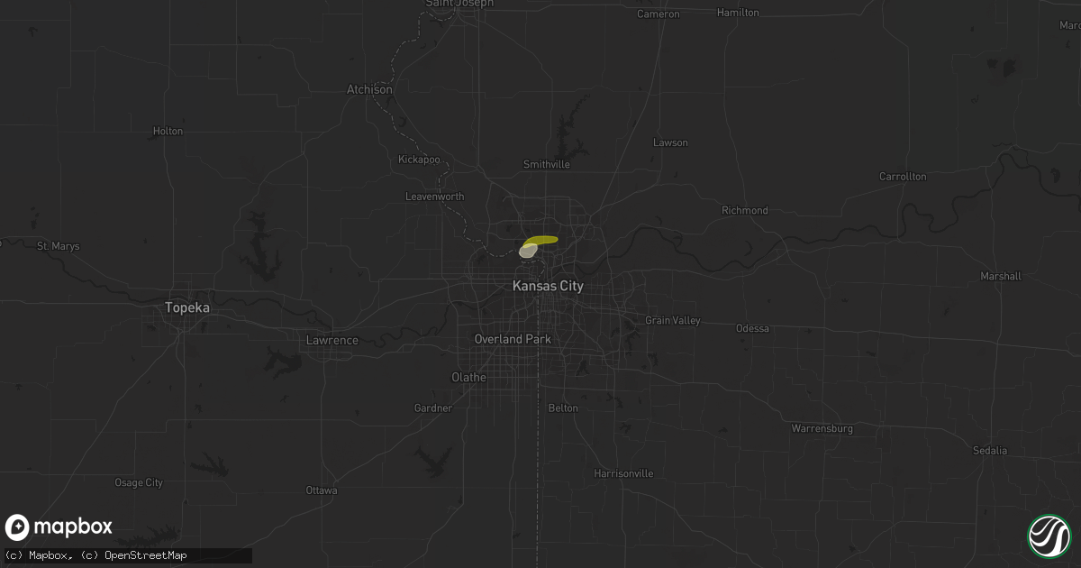 Hail map in Kansas City, MO on April 10, 2023