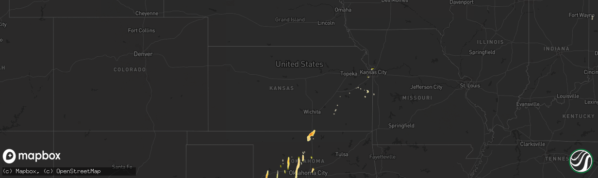 Hail map in Kansas on April 10, 2023