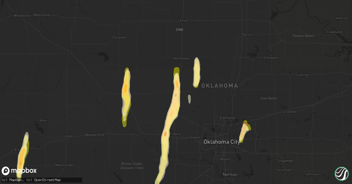 Hail map in Kingfisher, OK on April 10, 2023