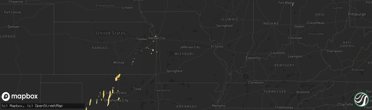 Hail map in Missouri on April 10, 2023