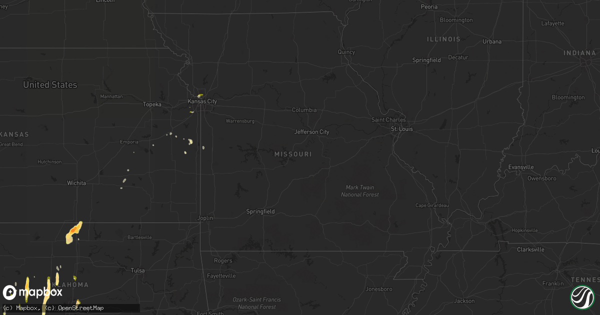 Hail map in Missouri on April 10, 2023