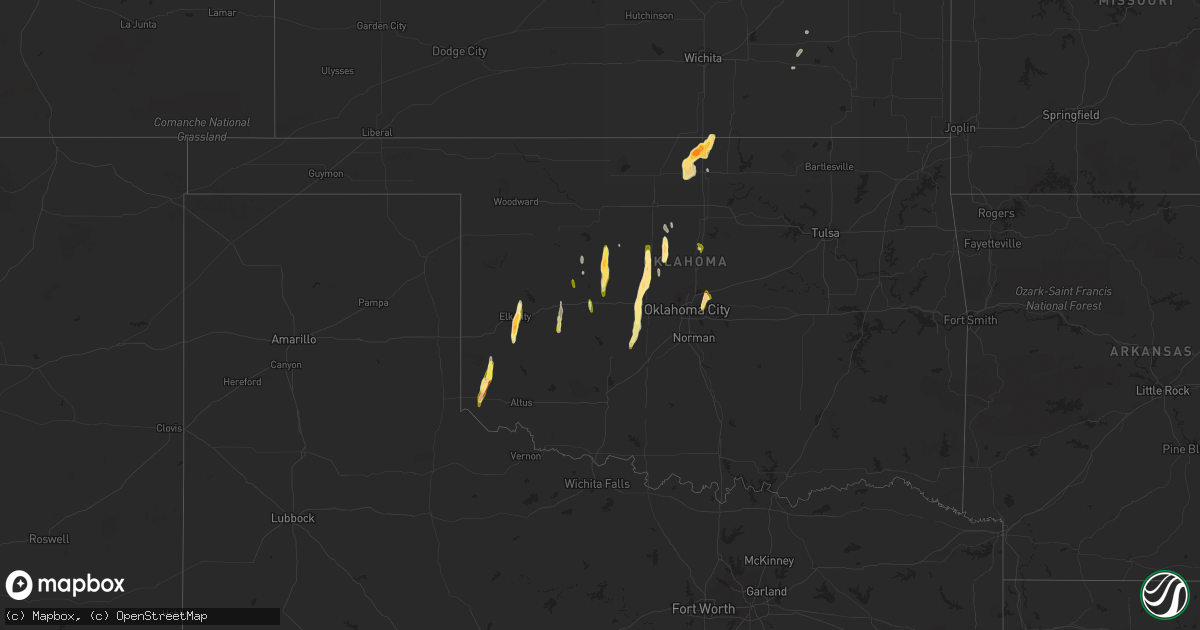 Hail map in Oklahoma on April 10, 2023