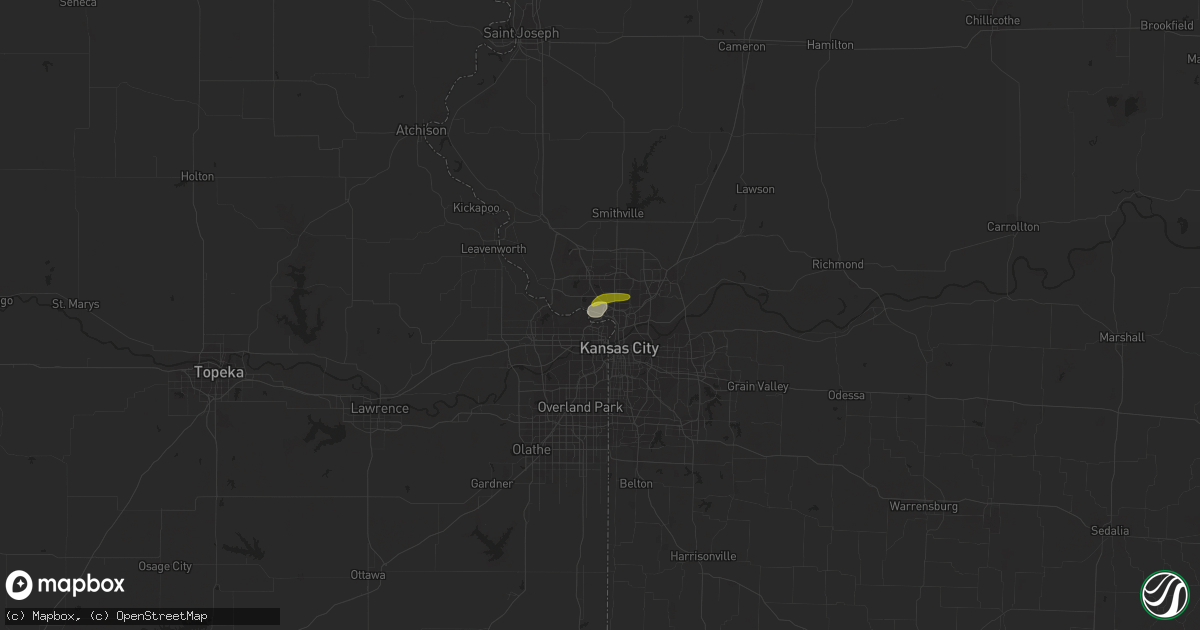 Hail map in Riverside, MO on April 10, 2023