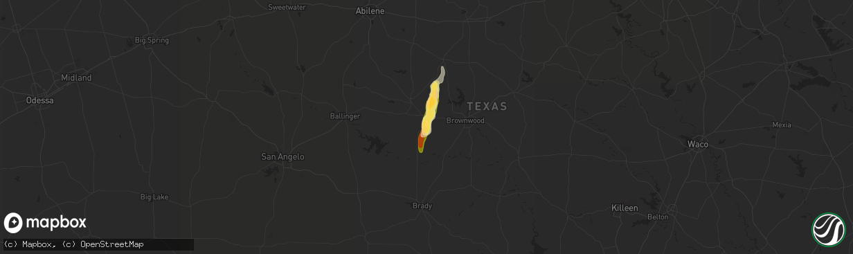 Hail map in Santa Anna, TX on April 10, 2023