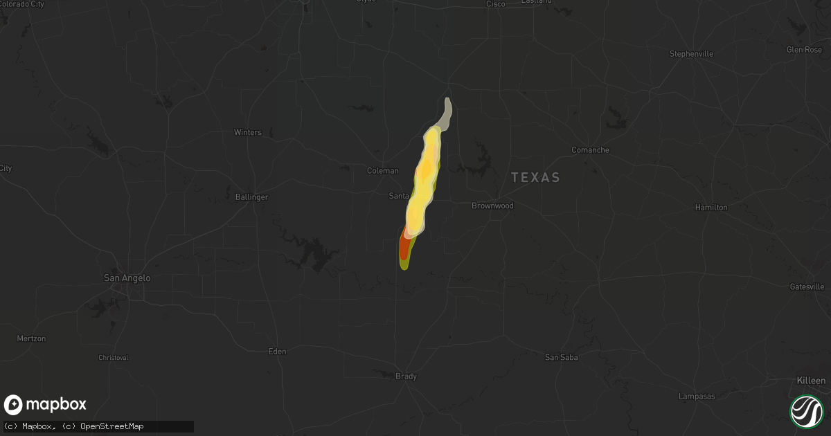 Hail map in Santa Anna, TX on April 10, 2023