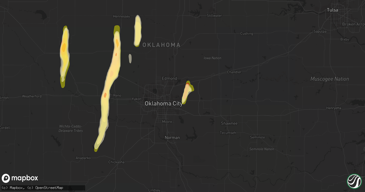 Hail map in Spencer, OK on April 10, 2023