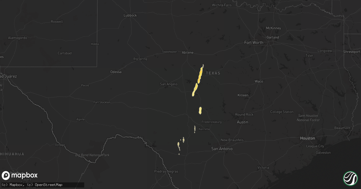 Hail map in Texas on April 10, 2023
