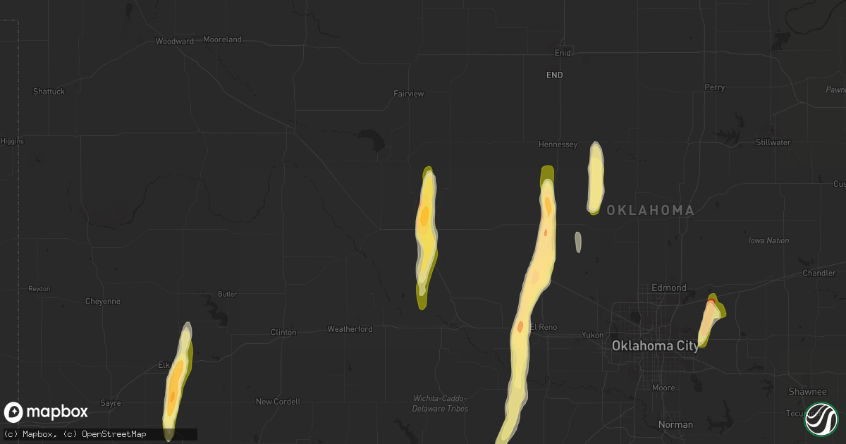 Hail map in Watonga, OK on April 10, 2023