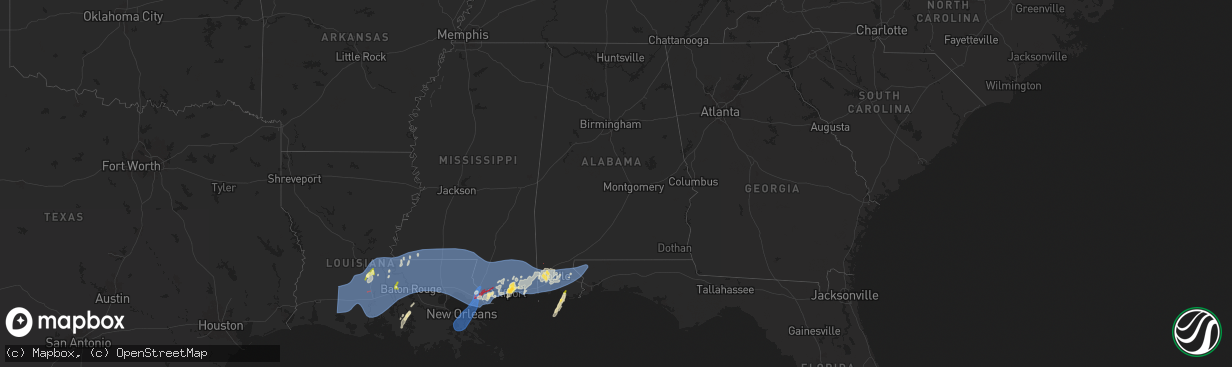Hail map in Alabama on April 10, 2024