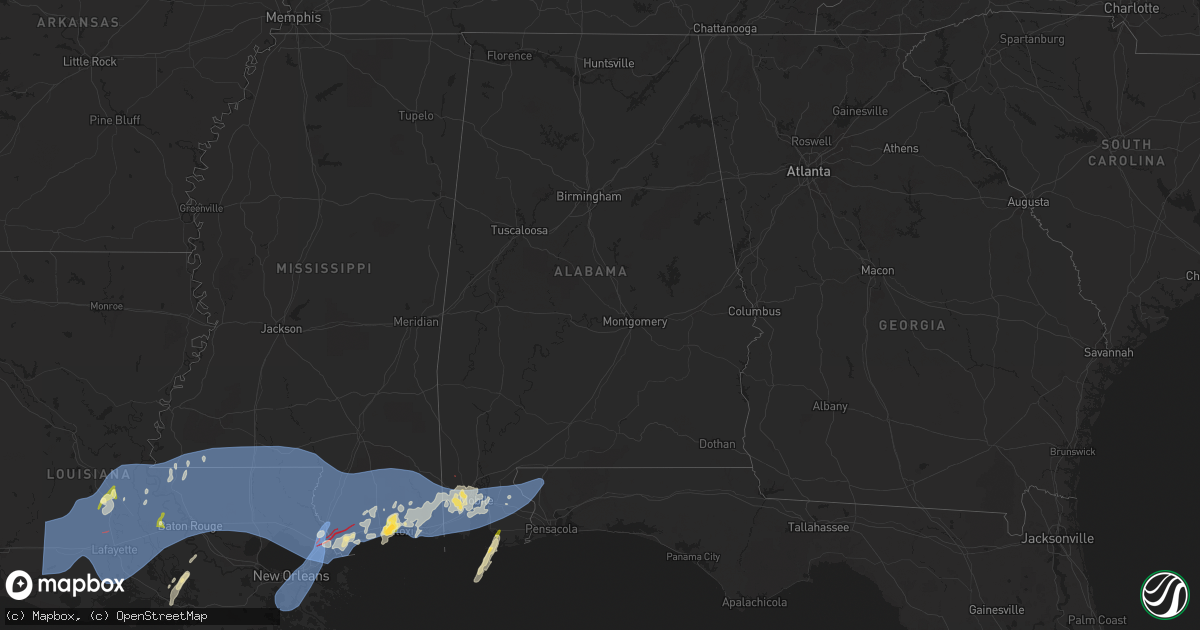 Hail map in Alabama on April 10, 2024
