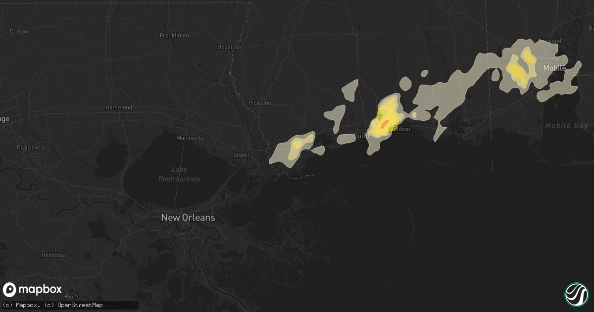 Hail map in Bay Saint Louis, MS on April 10, 2024