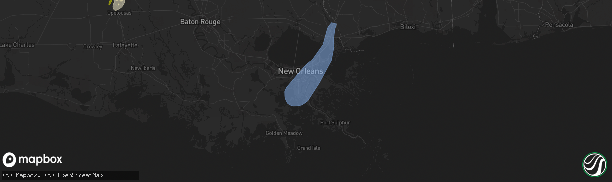 Hail map in Belle Chasse, LA on April 10, 2024