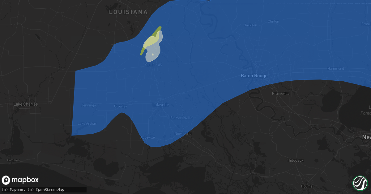 Hail map in Breaux Bridge, LA on April 10, 2024