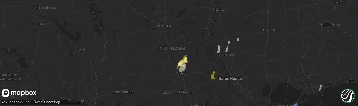 Hail map in Bunkie, LA on April 10, 2024