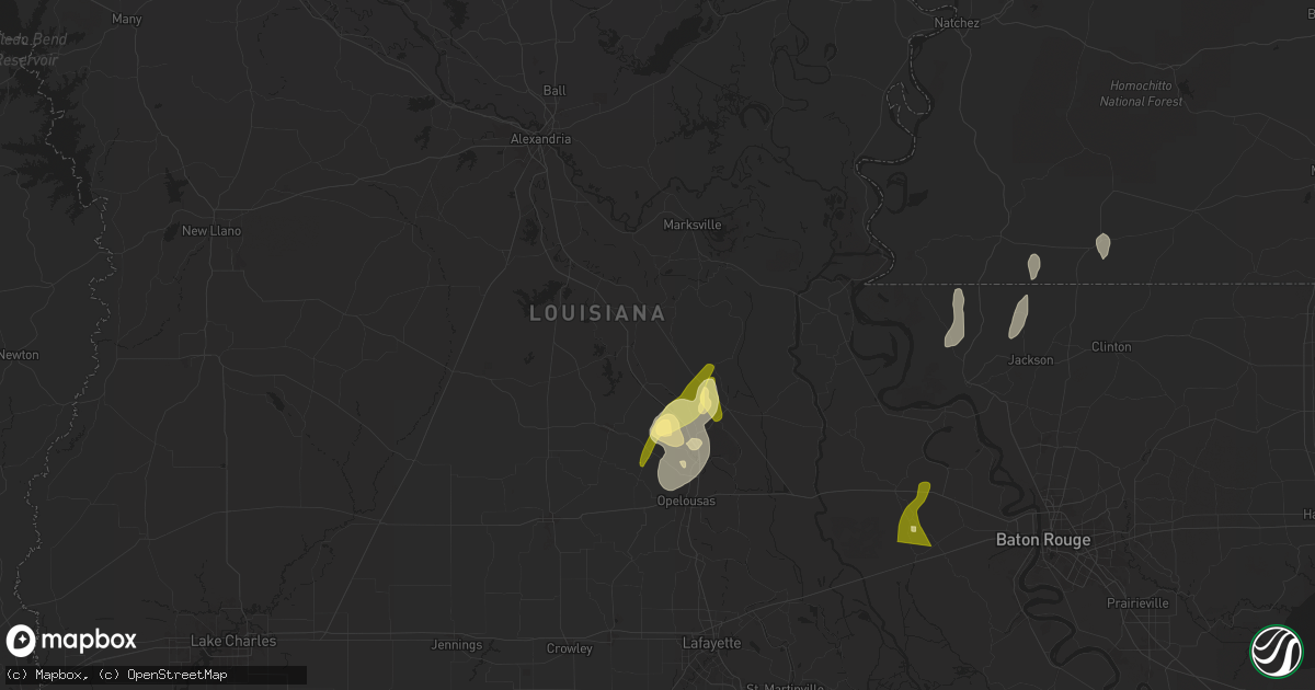 Hail map in Bunkie, LA on April 10, 2024