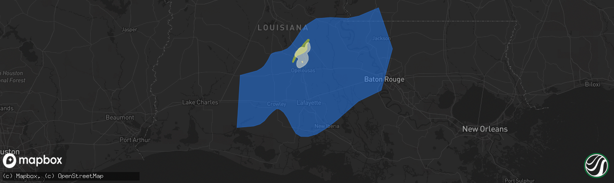 Hail map in Carencro, LA on April 10, 2024