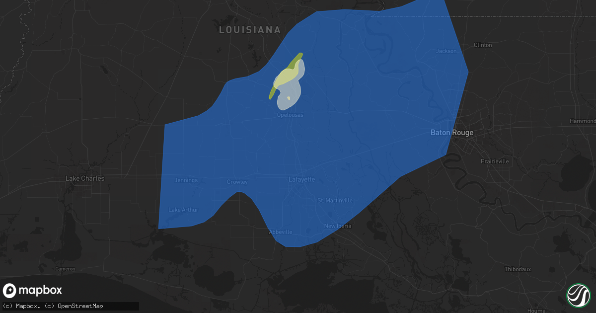 Hail map in Carencro, LA on April 10, 2024