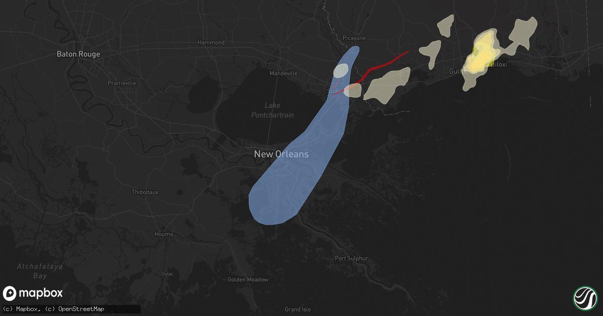 Hail map in Chalmette, LA on April 10, 2024
