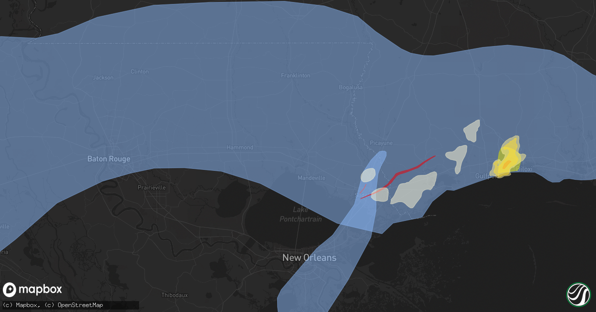 Hail map in Covington, LA on April 10, 2024