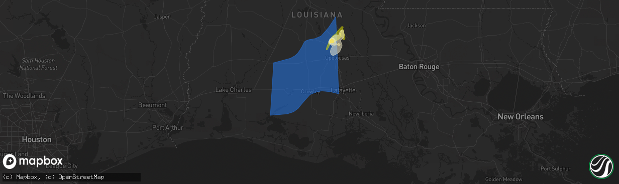Hail map in Crowley, LA on April 10, 2024