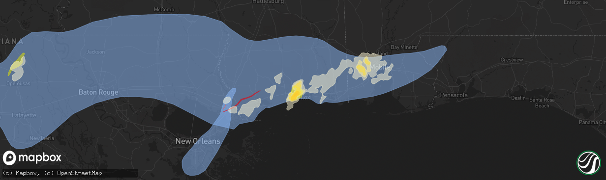 Hail map in Diberville, MS on April 10, 2024