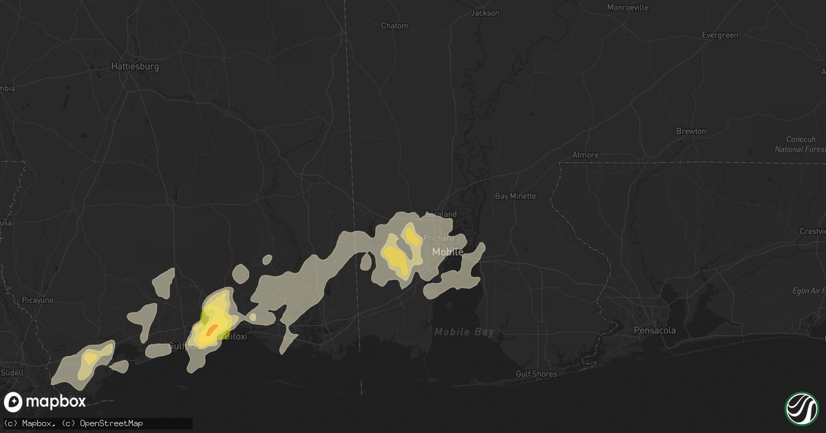 Hail map in Eight Mile, AL on April 10, 2024