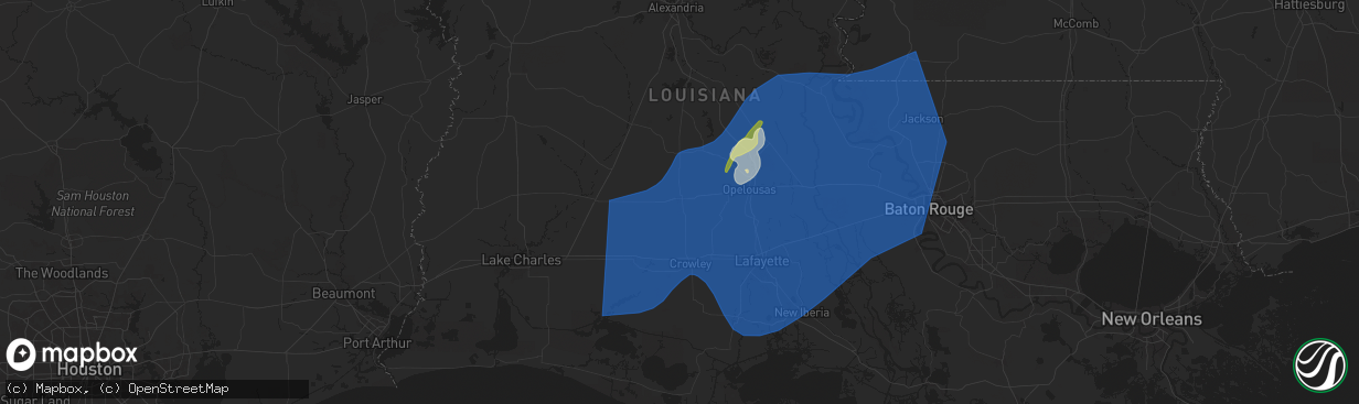 Hail map in Eunice, LA on April 10, 2024