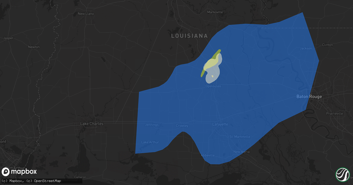 Hail map in Eunice, LA on April 10, 2024