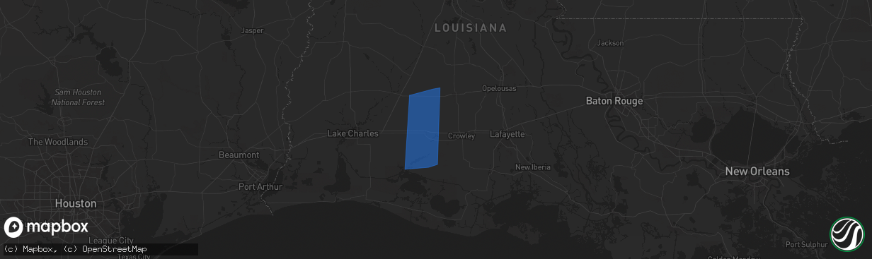 Hail map in Evangeline, LA on April 10, 2024