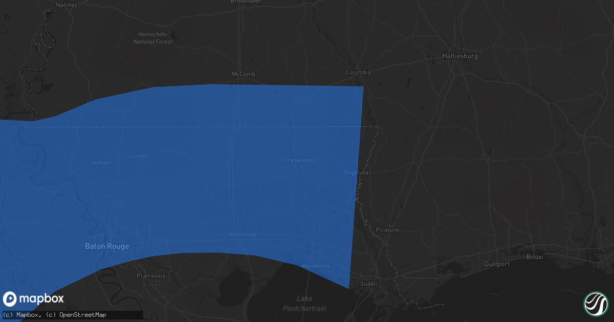Hail map in Franklinton, LA on April 10, 2024