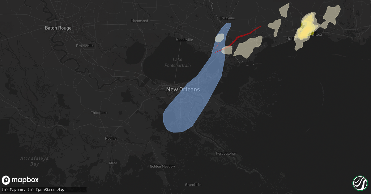 Hail map in Gretna, LA on April 10, 2024