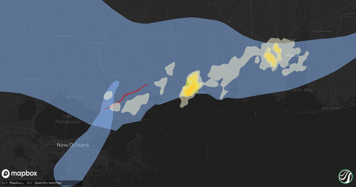 Hail map in Gulfport, MS on April 10, 2024