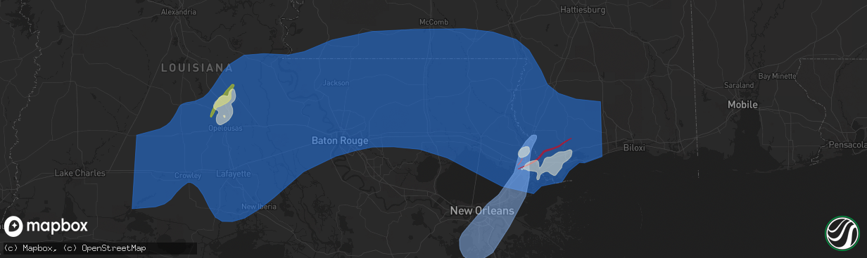 Hail map in Hammond, LA on April 10, 2024