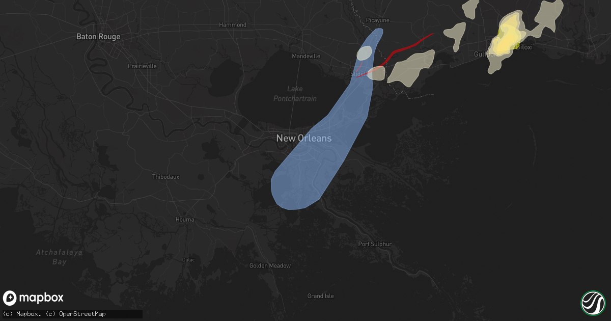 Hail map in Harvey, LA on April 10, 2024