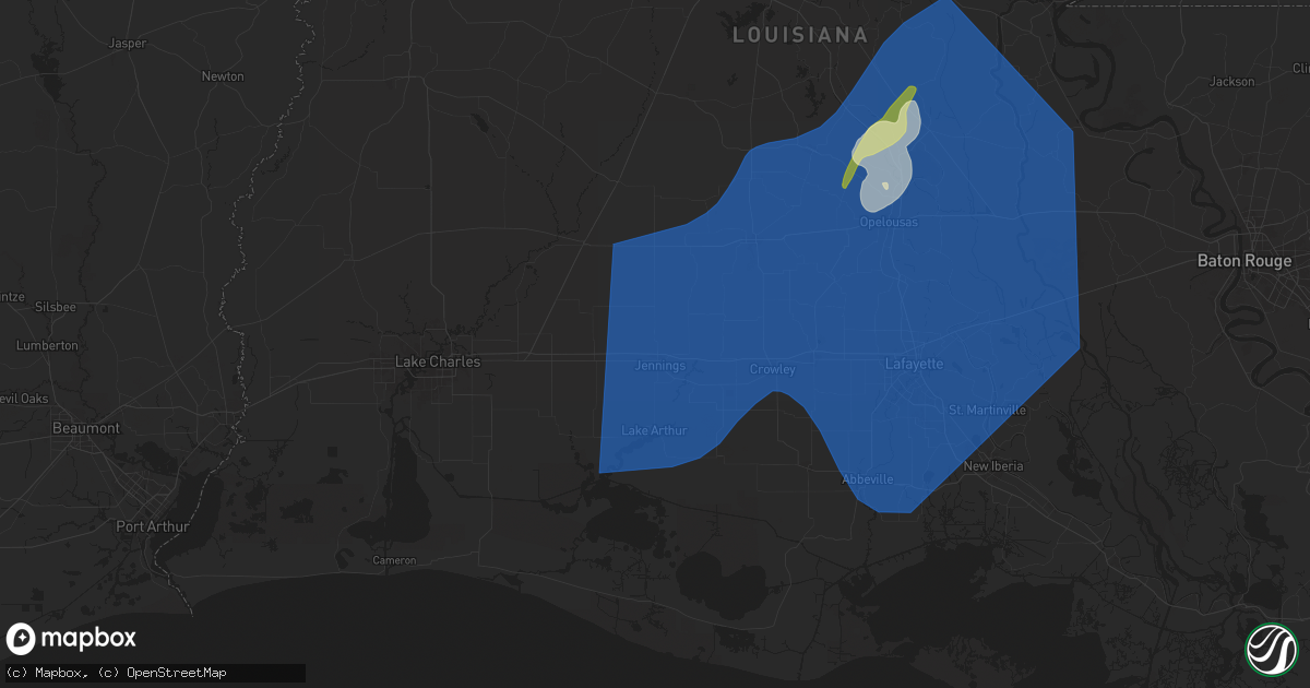 Hail map in Jennings, LA on April 10, 2024