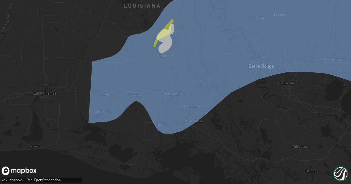 Hail map in Lafayette, LA on April 10, 2024